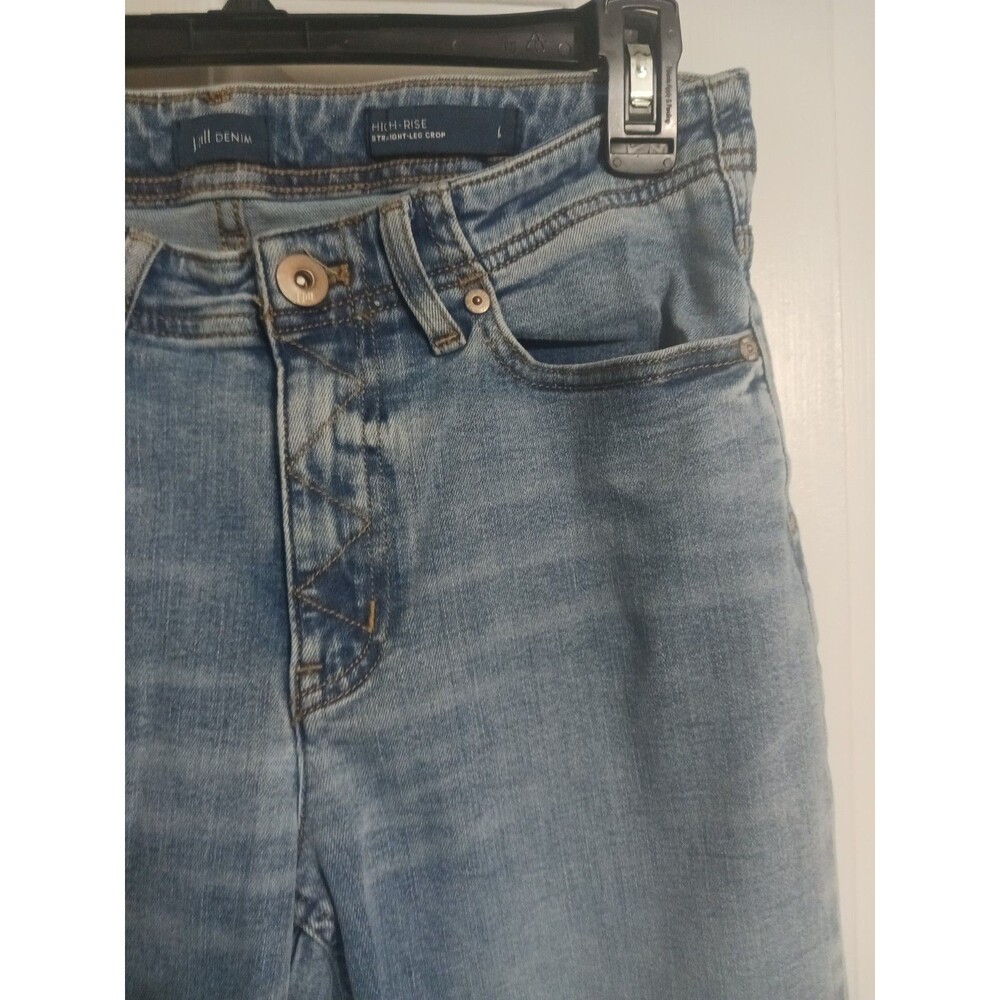 Women's J. Jill Denim Hi Rise Straight Leg Crop Jeans Size 6P Raw Hem - Picture 4 of 7